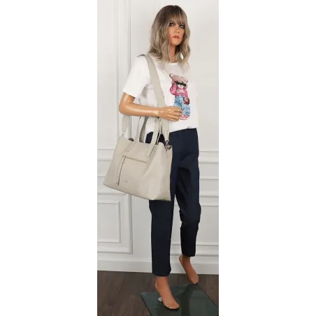 YY Coveri Włoska Marka  Torebka Damska Shopper Worek Listonoszka CYFTA2503 Grey