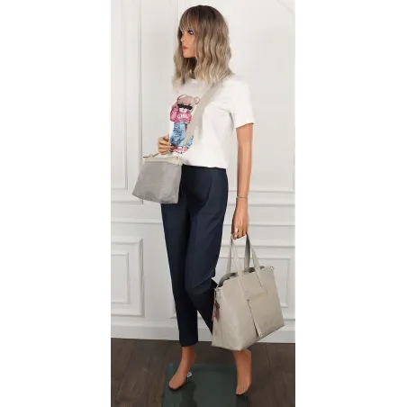 YY Coveri Włoska Marka  Torebka Damska Shopper Worek Listonoszka CYFTA2503 Grey