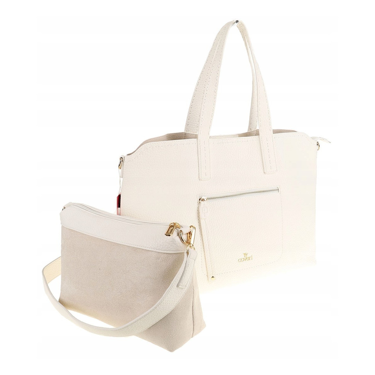 YY Coveri Włoska Marka  Torebka Damska Shopper Worek Listonoszka CYFTA2503 White