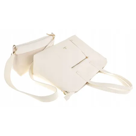 YY Coveri Włoska Marka  Torebka Damska Shopper Worek Listonoszka CYFTA2503 White