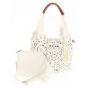 COO&CO WŁOSKA Torebka Damska Ażurowa na Ramię Worek Modna 1499 White