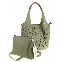 COO&CO WŁOSKA Torebka Damska Ażurowa na Ramię Worek Modna 1499 Green