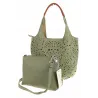 COO&CO WŁOSKA Torebka Damska Ażurowa na Ramię Worek Modna 1499 Green