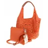 COO&CO WŁOSKA Torebka Damska Ażurowa na Ramię Worek Modna 1499 Orange