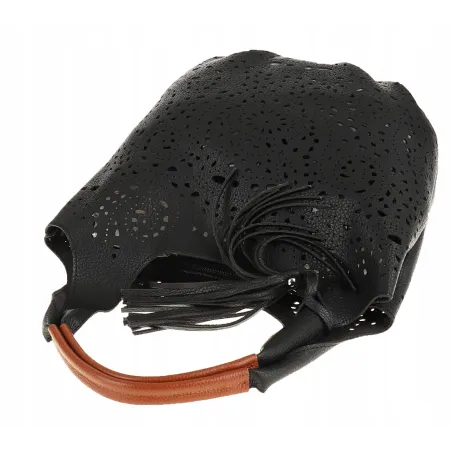 COO&CO WŁOSKA Marka  Torebka Damska Ażurowa na Ramię Worek Modna 1499 Black