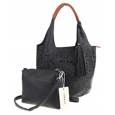 COO&CO WŁOSKA Marka  Torebka Damska Ażurowa na Ramię Worek Modna 1499 D.Blue