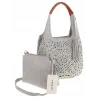 COO&CO WŁOSKA Torebka Damska Ażurowa na Ramię Worek Modna 1499 Grey