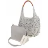 COO&CO WŁOSKA Torebka Damska Ażurowa na Ramię Worek Modna 1499 Grey
