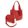 COO&CO WŁOSKA Marka Torebka Damska Ażurowa na Ramię Worek Modna 1499 Red