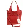 COO&CO WŁOSKA Marka Torebka Damska Ażurowa na Ramię Worek Modna 1499 Red