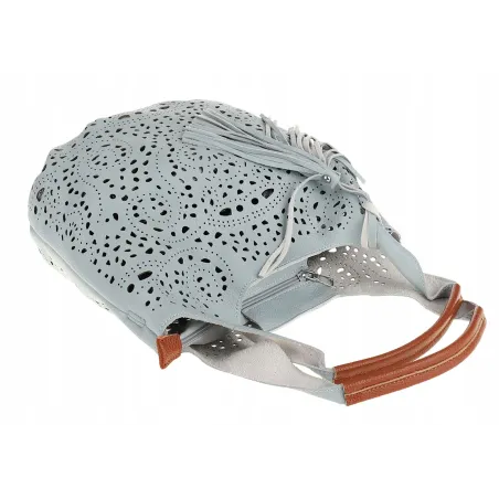 COO&CO WŁOSKA Torebka Damska Ażurowa na Ramię Worek Modna 1499 Blue