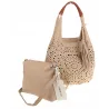 COO&CO WŁOSKA Torebka Damska Ażurowa na Ramię Worek Modna 1499 Khaki