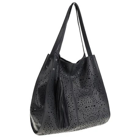 COO&CO WŁOSKA Marka  Torebka Damska Ażurowa na Ramię Worek Modna 1505 D. Blue