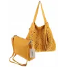 COO&CO WŁOSKA Torebka Damska Ażurowa na Ramię Worek Modna 1505 Yellow
