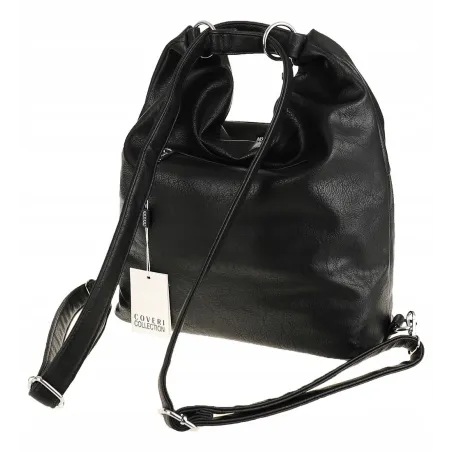 Coveri Collection Włoska Marka  Torebka Damska Worek Plecak 2w1 CC80344 Black