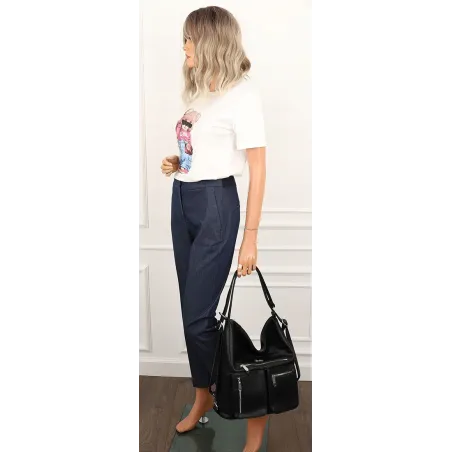 Coveri Collection Włoska Marka  Torebka Damska Worek Plecak 2w1 CC80344 Black