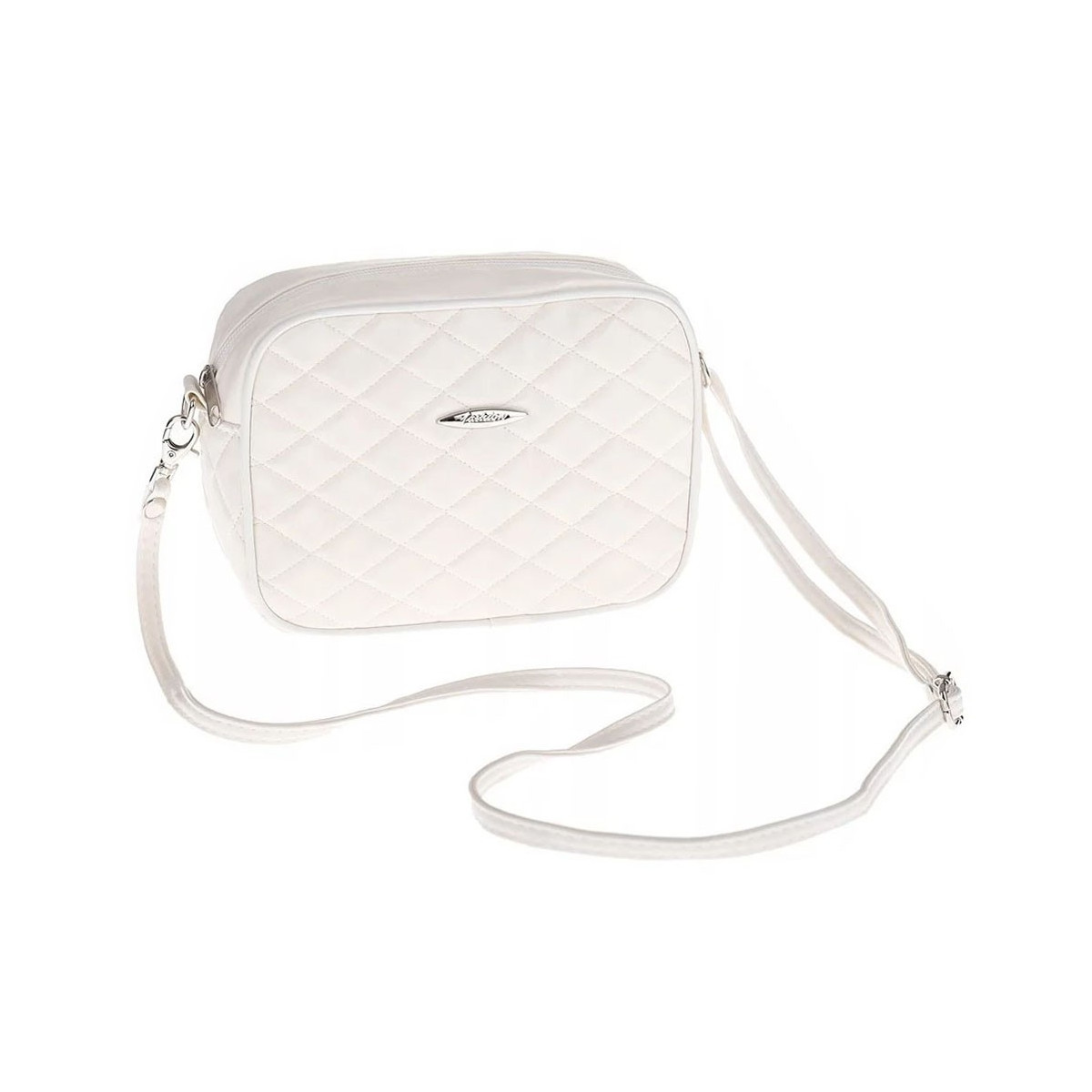 Torebka Damska Biała Listonoszka Pikowana na Ramię Pojemna Mała N522 White