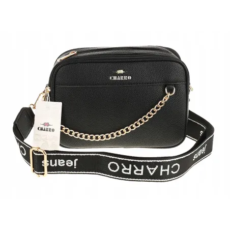 CHARRO Włoska Marka Torebka Damska Listonoszka Kuferek CH966830 Black
