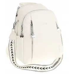 Torebka Damska Modny Plecak Teczka Miejska Shoper Ramię 0976 Biała