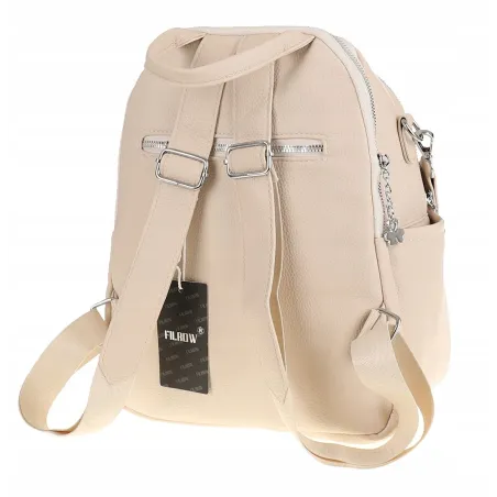 Torebka Damska Modny Plecak Teczka Miejska Shoper na Ramię 0976 Beżowy