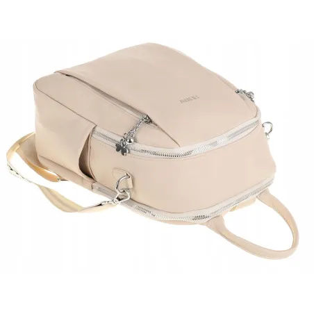 Torebka Damska Modny Plecak Teczka Miejska Shoper na Ramię 0976 Beżowy