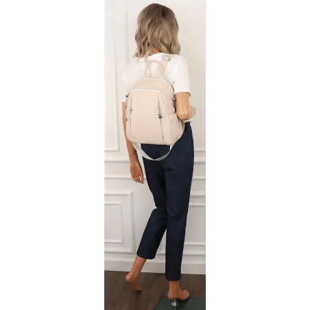 Torebka Damska Modny Plecak Teczka Miejska Shoper na Ramię 0976 Beżowy