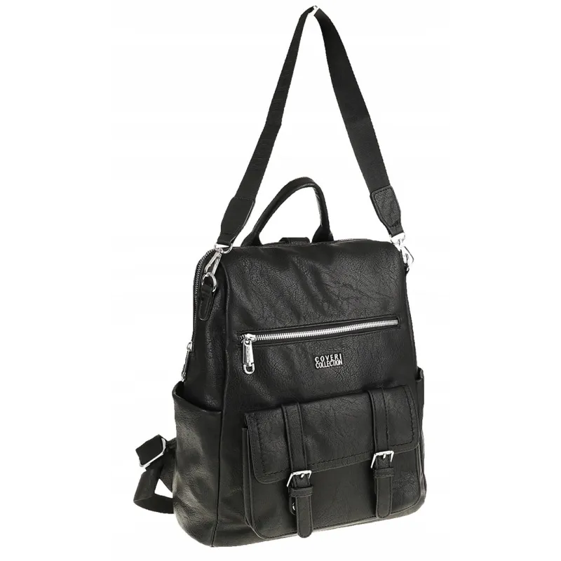 Coveri Collection Włoska Marka  Torebka Damska Teczka Plecak 2w1 CC80343 Black