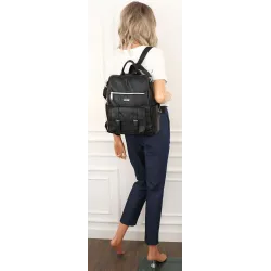 Coveri Collection Włoska Marka  Torebka Damska Teczka Plecak 2w1 CC80343 Black