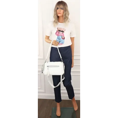 Jessica Bags Torebka Damska Włoskiej Marki KUFEREK Listonoszka 289 White