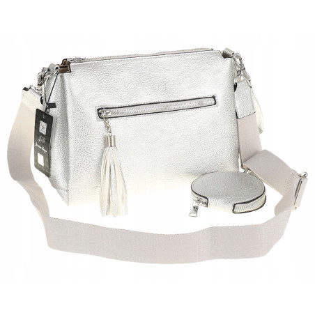 Jessica Bags Włoska Marka  Torebka Damska KUFEREK Listonoszka 289 Silver