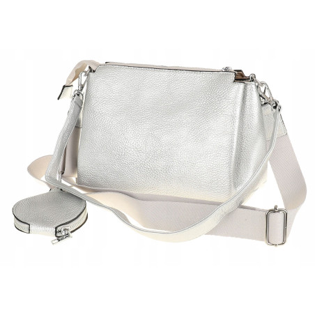 Jessica Bags Włoska Marka  Torebka Damska KUFEREK Listonoszka 289 Silver