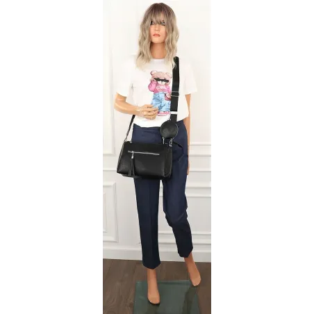 Jessica Bags Włoska Marka  Torebka Damska KUFEREK Listonoszka 289 Black