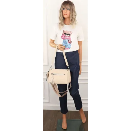 Jessica Bags Włoska Marka Torebka Damska KUFEREK Listonoszka 289 Beige