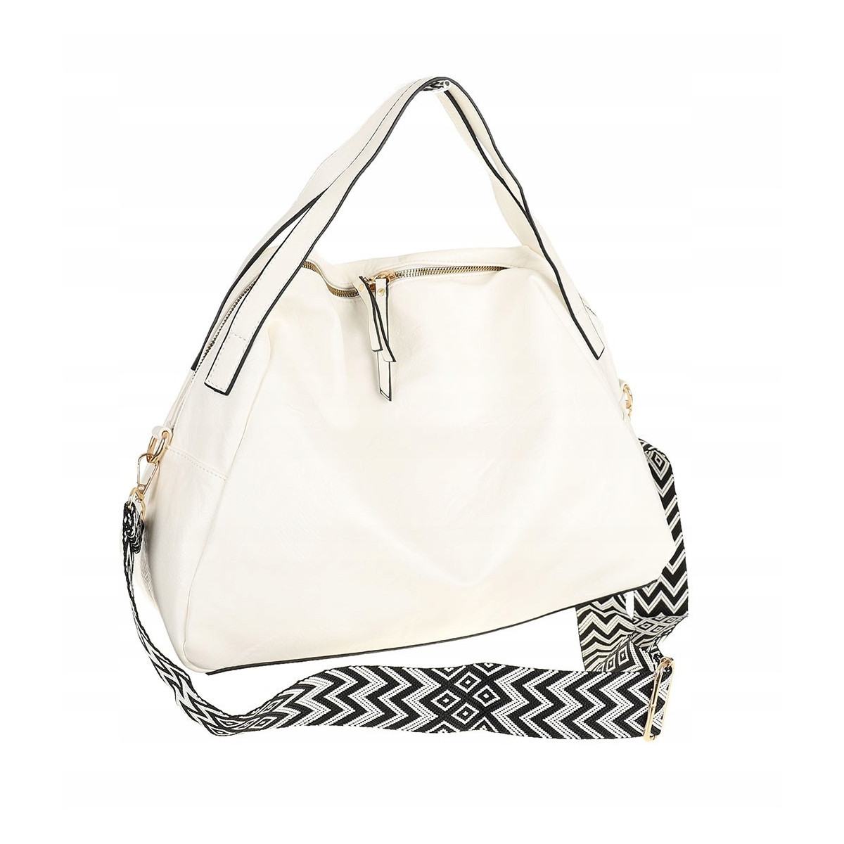 Andrea Massi Włoska marka Torebka kuferek Listonoszka Shopper HJ17123 White