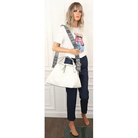 Andrea Massi Włoska marka Torebka kuferek Listonoszka Shopper HJ17123 White