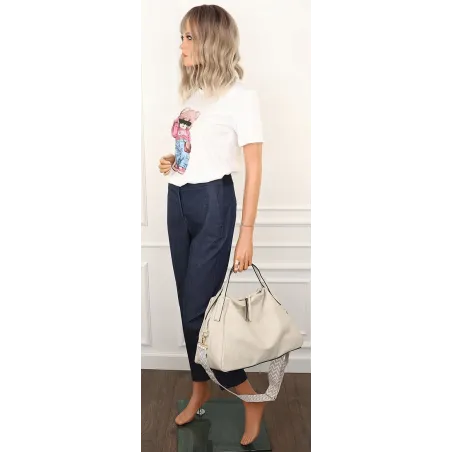 Andrea Massi Włoska marka Torebka kuferek Listonoszka Shopper HJ17123 Beige