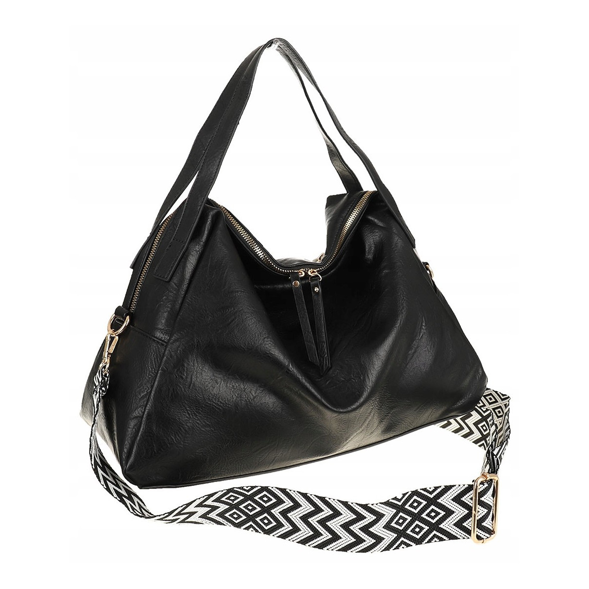 Andrea Massi Włoska marka Torebka kuferek Listonoszka Shopper HJ17123 Black