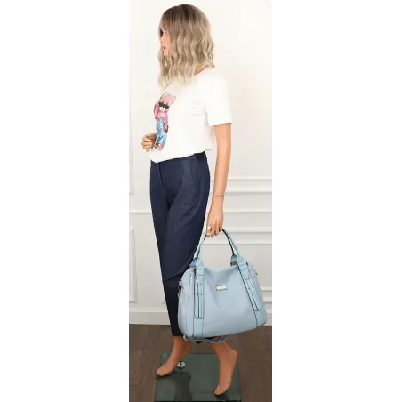 CHARRO Włoska Marka Torebka Damska kuferek listonoszka CH855636 L. blue