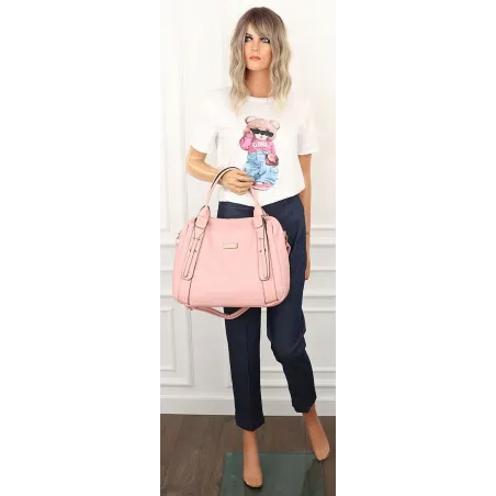CHARRO Włoska Marka Torebka Damska kuferek listonoszka CH855636 Pink