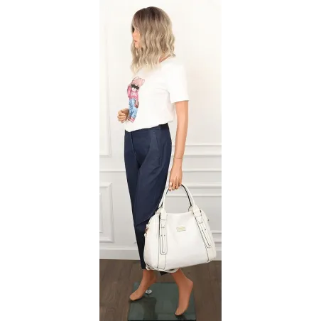 CHARRO Włoska Marka  Torebka Damska kuferek listonoszka CH855636 White