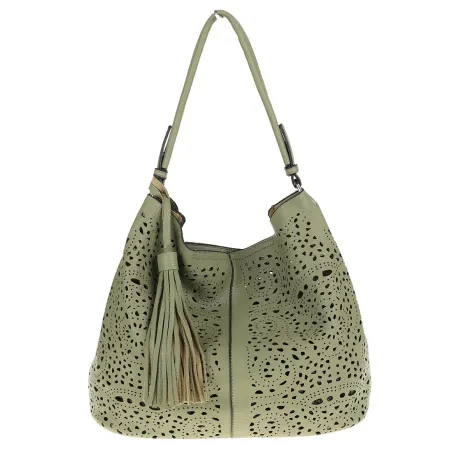 COO&CO WŁOSKA Marka  Torebka Damska Ażurowa Worek Listonoszka 14401 Green