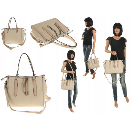 Maria C. Torebka Damska beżowa Elegancka Modna MC663 Beige