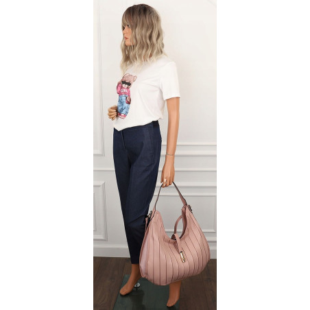 CHARRO Włoska Marka  Torebka Damska Worek Listonoszka na Ramię CH855628 Pink