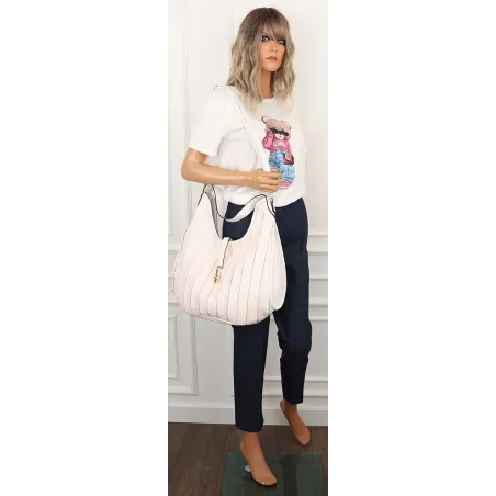 CHARRO Włoska Marka  Torebka Damska Worek Listonoszka na Ramię CH855628 White