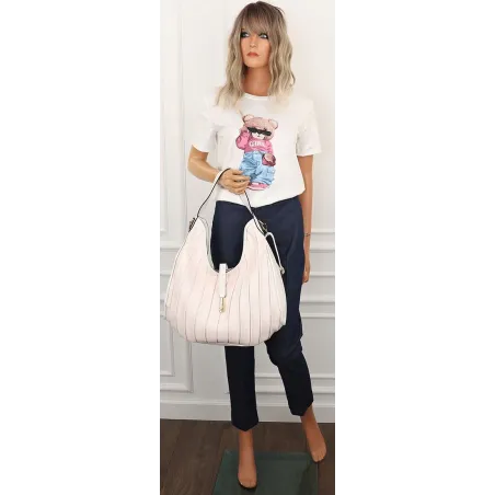 CHARRO Włoska Marka  Torebka Damska Worek Listonoszka na Ramię CH855628 White