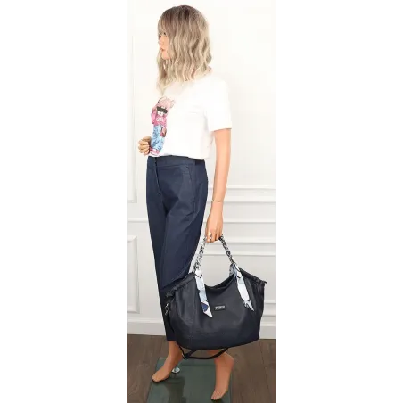 CHARRO Włoska Marka Torebka Damska Worek Listonoszka Shopper CH2213 D. Blue