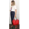 Torebka damska worek shopper A4 pojemna na ramię z łańcuszkiem CH2213 Czerwona
