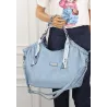Torebka damska worek shopper A4 pojemna na ramię z łańcuszkiem CH2213 Niebieska