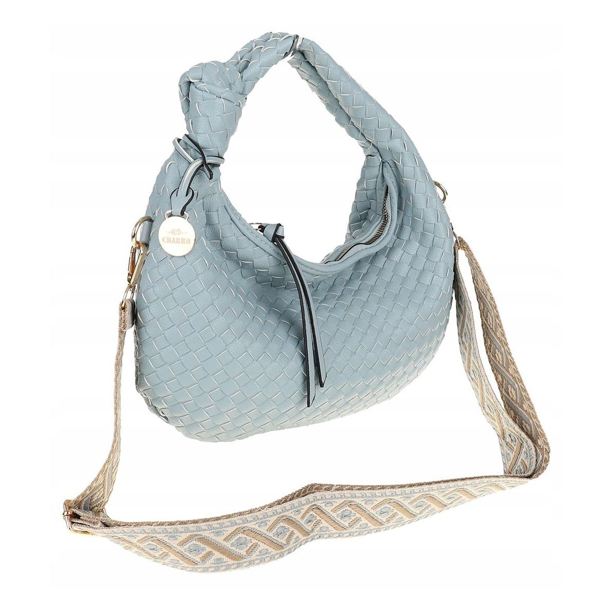 CHARRO Włoska marka Torebka Damska Listonoszka Kuferek CH551 L. blue