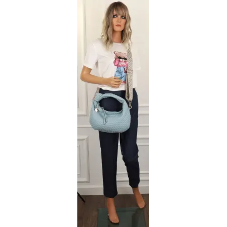 CHARRO Włoska marka Torebka Damska Listonoszka Kuferek CH551 L. blue